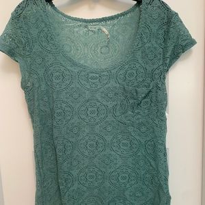 Teal Lace Short Sleeved Top